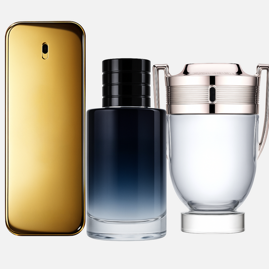 Combo of 3 Men’s Perfumes – 1 Million by PR, SVG, and Invictus by PR (each 100ml)