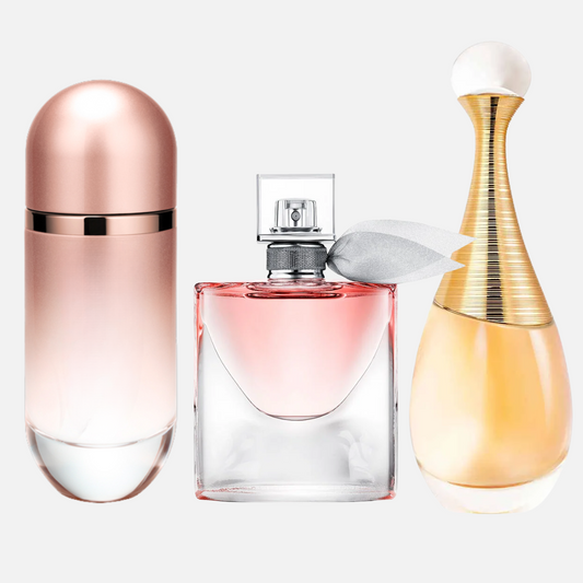 Combo of 3 Women’s Perfumes – 212 Rosé, La Vie Est Belle, and J’adore (each 100ml)